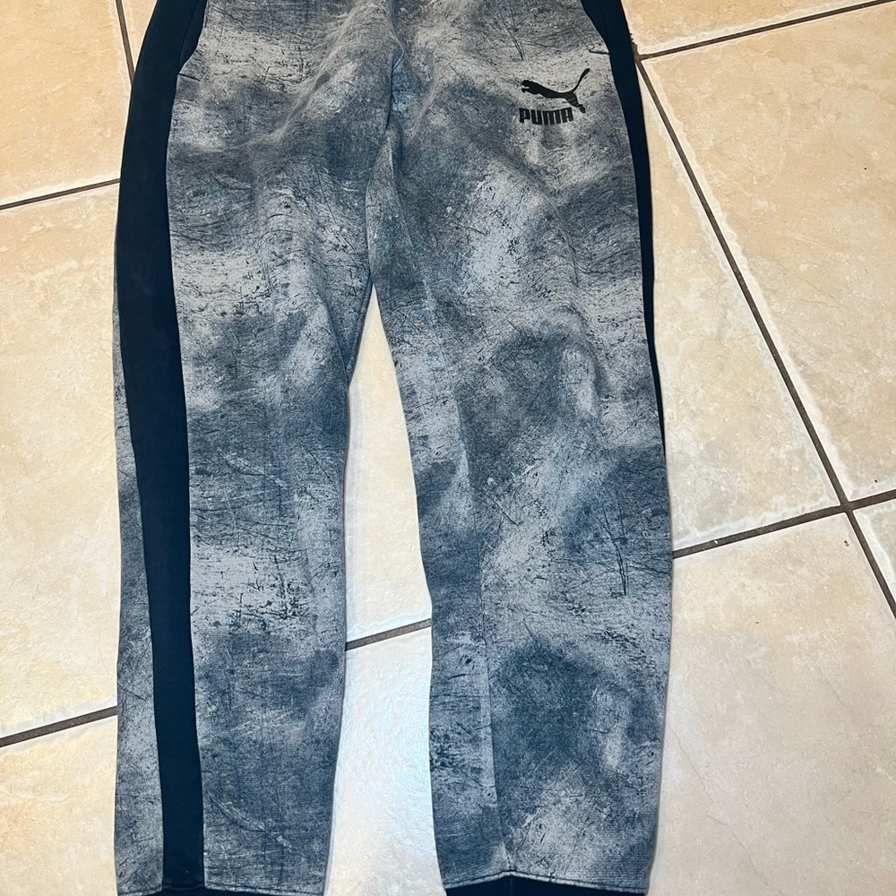 Puma Gray and Black Elephant Skin-AOP Sweatpants